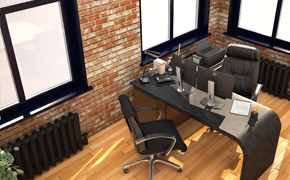 Intérieur du floorplan Adverto, bureau du patron 3D